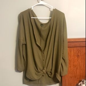 Olive Green oversized long sleeve shirt